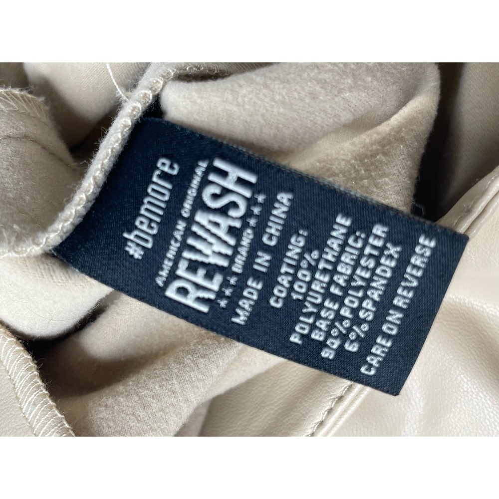 Rewash Tan Faux Leather High Waisted Micro Mini Skirt Side Slit Bratz Rave  L - Picture 7 of 10